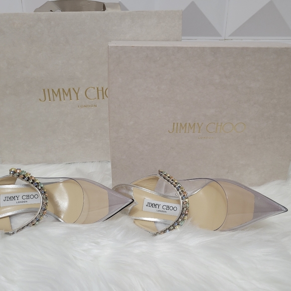 Jimmy choo Clear Mexi Mules with multiple colored crystal strap 37.5 - Picture 6 of 13